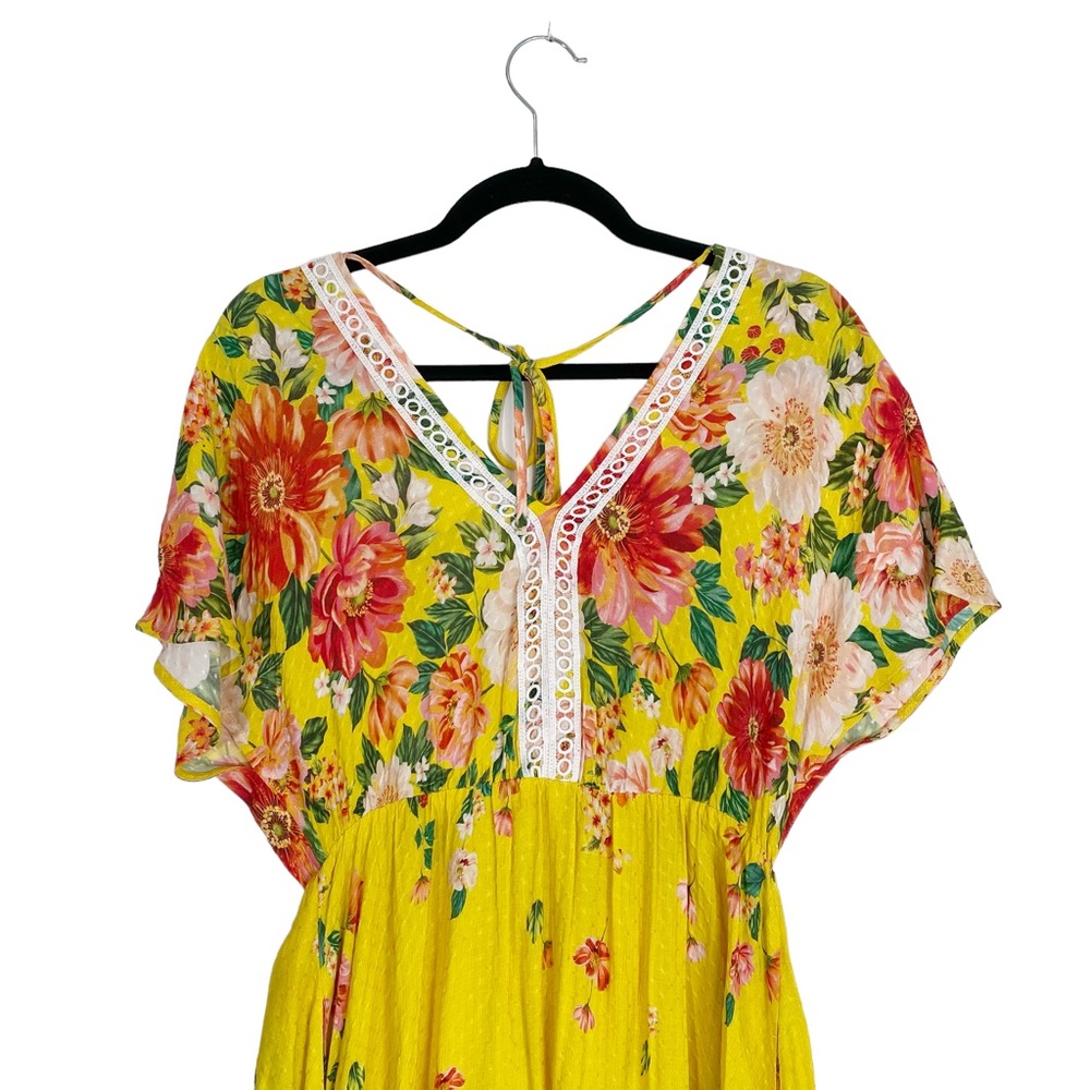 FARM RIO Floral Flutter Sleeve Faux Wrap V Neck Samara Maxi Dress SOLD - Picture 9 of 15